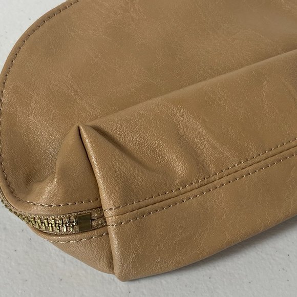 Amore Pacific Leather Cosmetic Bag, Light Brown, 8" x 5", New - Picture 4 of 11